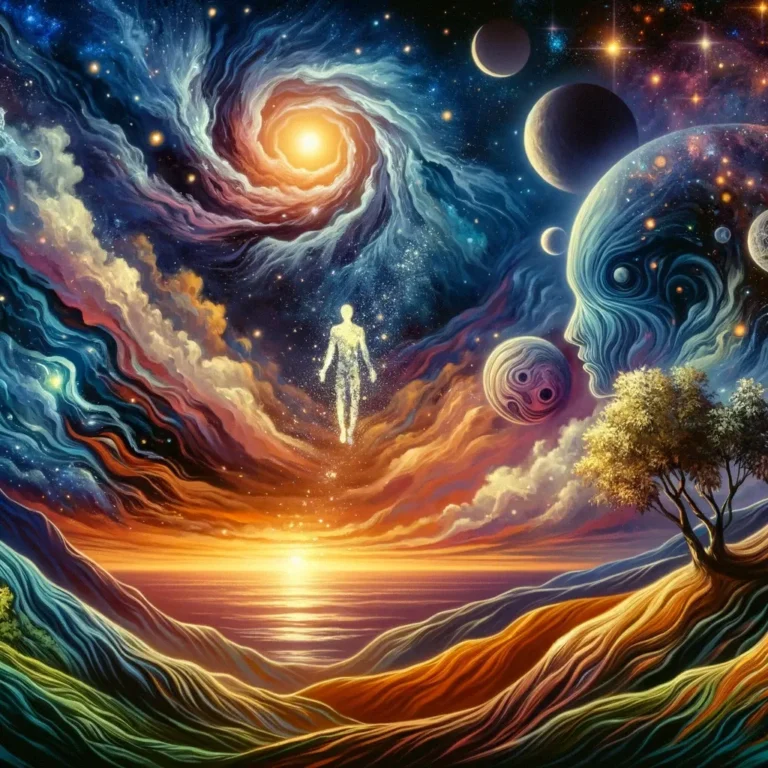 Create an image in the style of surrealism that vividly captures the concept of astral travel