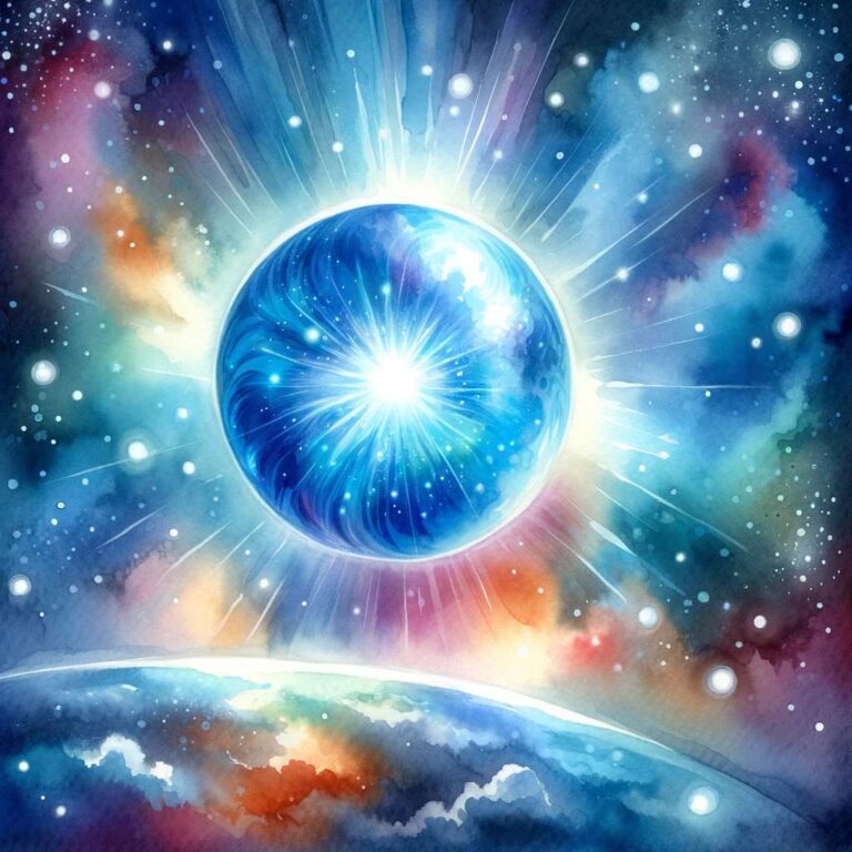 DALL·E 2024-01-23 19.49.52 - A watercolor painting of a blue energy orb floating in a starry, colorful sky
