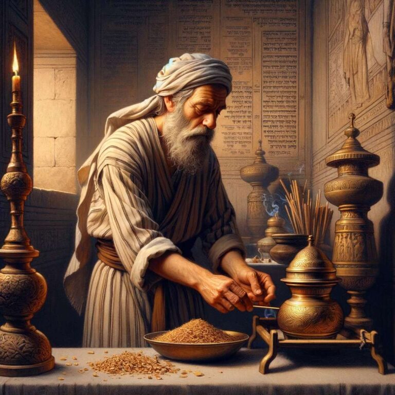 DALL·E 2024-01-19 11.05.08 - A variation of the previous images, depicting an old man in regular clothes preparing the holy incense