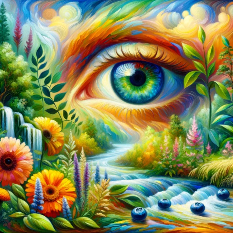 DALL·E 2024-03-26 12.30.34 - Create a vibrant, colorful oil painting that visualizes the concept of Holistic Eye Care