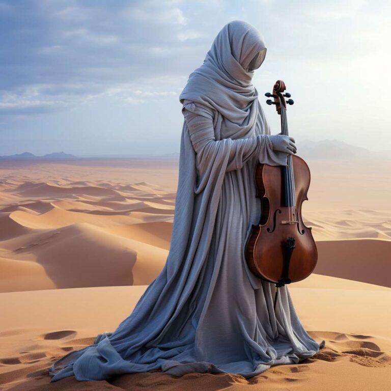 hivartei_a_woman_completely_covered_with_a_robe_and_hood_playin_67b927d1-77c9-43d3-8189-138409a7440b