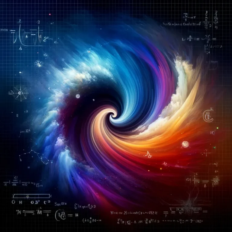 abstract representation of the concept of variance, depicted as a swirling vortex of colors ranging from cool blues and purples to warm reds and or