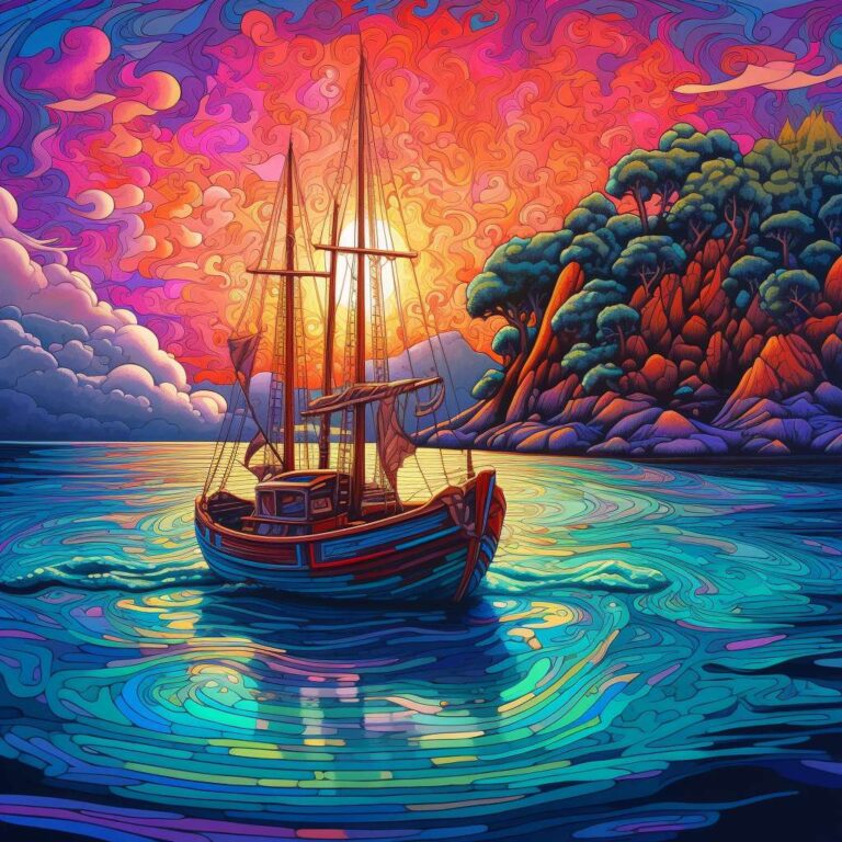 fishing_ship_near_an_island_4k_iridescent_psychedelic