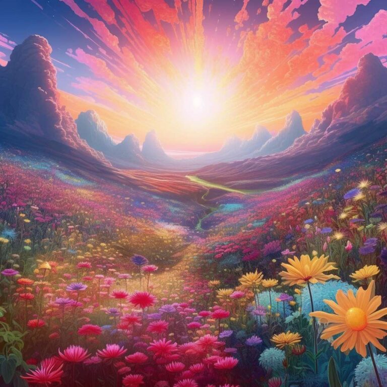 flowery_field_Psychadelic_iridescent_high_detailed