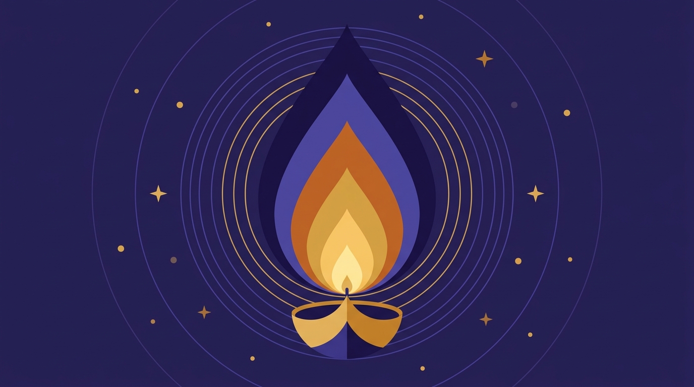 A single flame with five layers of color, illustrating the five levels of the soul