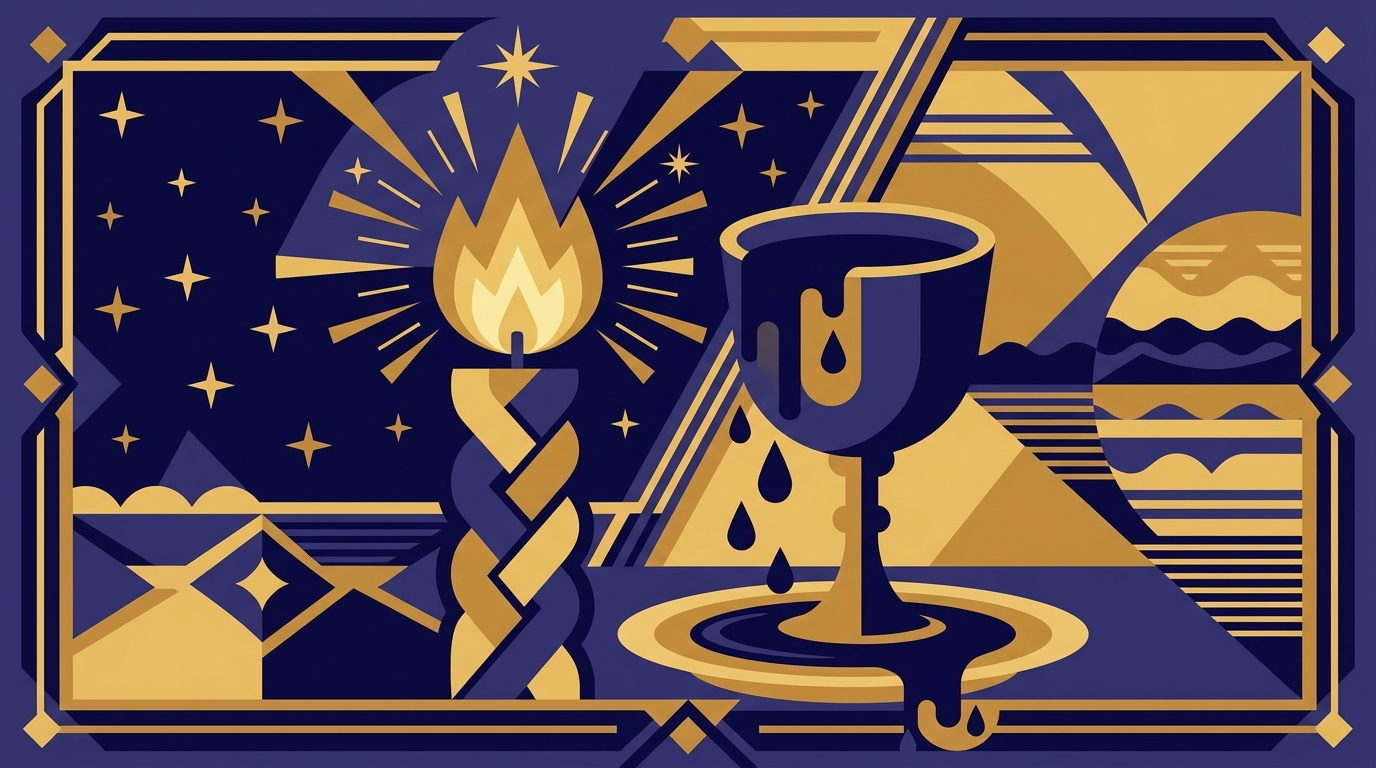 A Havdalah flame beside a wine cup, illustrating the Havdalah ceremony